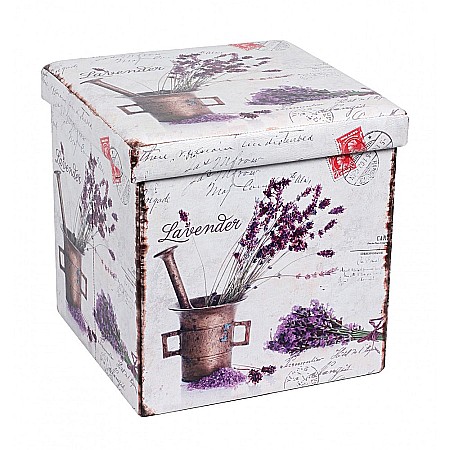 Produse - Taburete cu spatiu depozitare, Design, MDF/ Piele ecologica, 100 kg, 38 x 38, Lavanda New