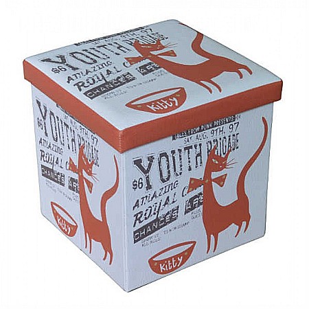 Produse - Taburete cu spatiu depozitare, Design, MDF/ Piele ecologica, 100 kg, 38 x 38, Kitty