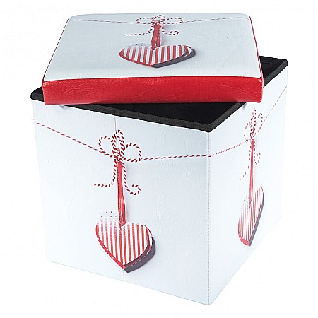 Taburete cu spatiu depozitare, Design, MDF/ Piele ecologica, 100 kg, 38 x 38, Martisor [2]