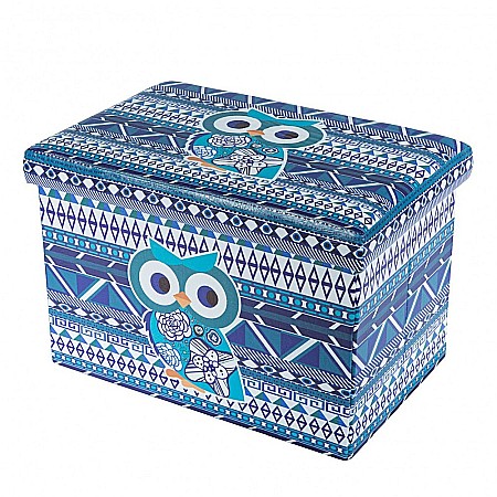 Produse - Taburete cu spatiu depozitare, Design, MDF/ Piele ecologica, 100 kg, 48 x 32 Blue Owl