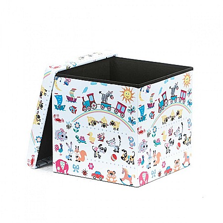 Taburete cu spatiu depozitare, Design, MDF/ Piele ecologica, 100 kg, 38 x 38, Toys [1]