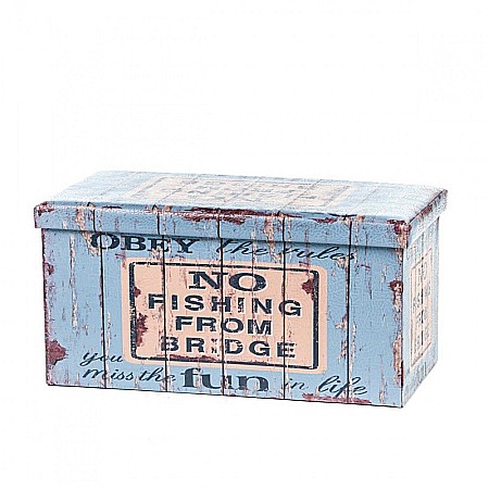 Taburete cu spatiu depozitare, Design, MDF/ Piele ecologica, 100 kg, 76.5 x 38 Old Coffer [2]