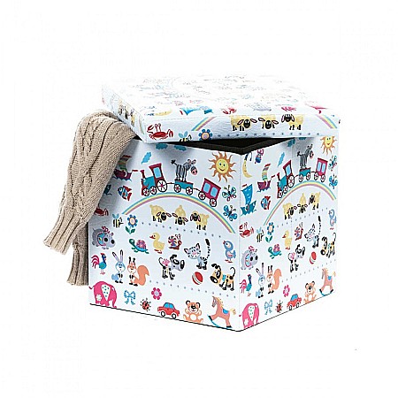 Taburete cu spatiu depozitare, Design, MDF/ Piele ecologica, 100 kg, 38 x 38, Toys [2]