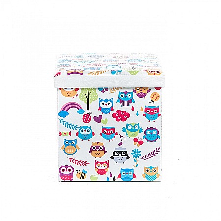 Taburete cu spatiu depozitare, Design, MDF/ Piele ecologica, 100 kg, 38 x 38, Owls New [2]