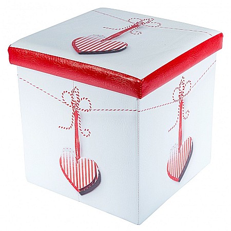 Produse - Taburete cu spatiu depozitare, Design, MDF/ Piele ecologica, 100 kg, 38 x 38, Martisor