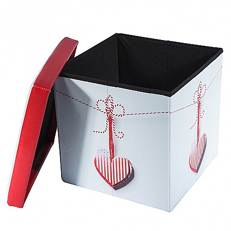 Taburete cu spatiu depozitare, Design, MDF/ Piele ecologica, 100 kg, 38 x 38, Martisor [3]