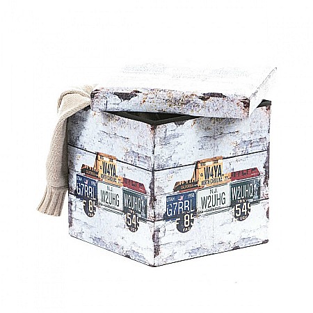Produse - Taburete cu spatiu depozitare, Design, MDF/ Piele ecologica, 100 kg, 38 x 38, Truck