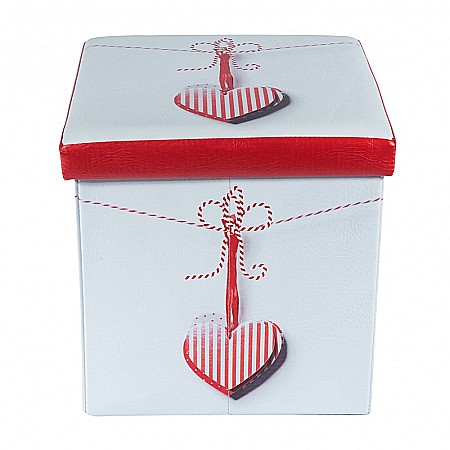 Taburete cu spatiu depozitare, Design, MDF/ Piele ecologica, 100 kg, 38 x 38, Martisor [1]