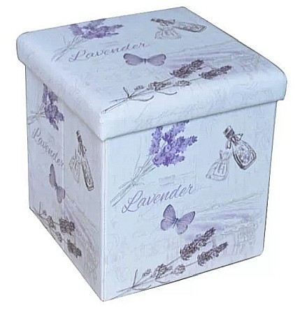 Produse - Taburete cu spatiu depozitare, Design, MDF/ Piele ecologica, 100 kg, 38 x 38, Lavanda multicolor