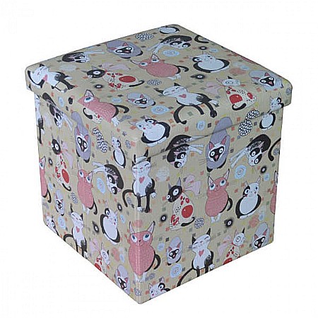Produse - Taburete cu spatiu depozitare, Design, MDF/ Piele ecologica, 100 kg, 38 x 38, Cats