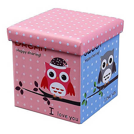 Produse - Taburete pliabil cu spatiu depozitare HM Moly Bufnita, piele ecologica, patrat, 80 kg