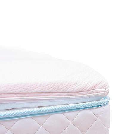 Topper Saltea Drimus MemoHR 6,5 cm, 140x200, memory foam 2 cm, spuma poliuretanica HR cu 5 zone de confort, husa detasabila tricot, hipoalergenica, fermitate mediu spre soft, Saltsib [3]