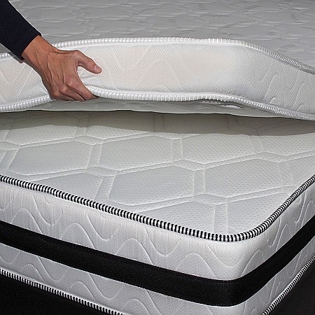 Topper saltea 90x190 spuma 10cm, fermitate medie spre tare, spuma poliuretanica, husa fixa matlasata, microfibra, Saltsib [3]