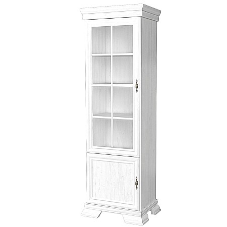 Vitrina living VMW1, 2 usi, 4 polite, Pal melaminat, cu insertii MDF, Alb Antichizat [1]