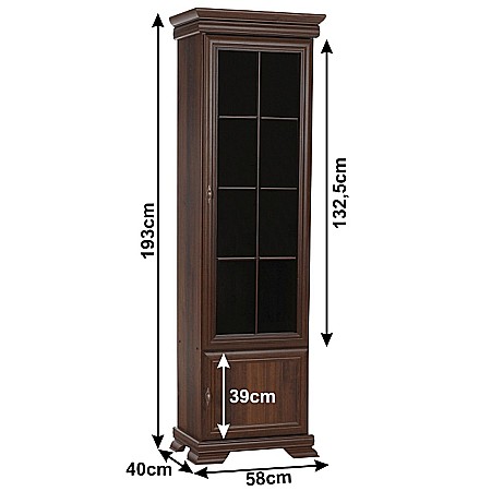 Vitrina living VMW1, 2 usi, 4 polite, Pal melaminat, cu insertii MDF, Nuc [4]