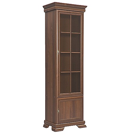 Vitrina living VMW1, 2 usi, 4 polite, Pal melaminat, cu insertii MDF, Nuc [1]