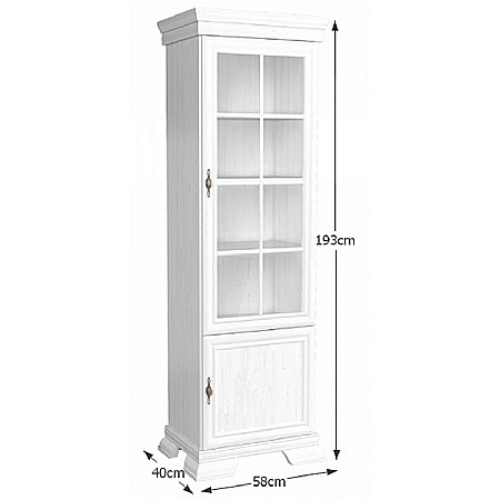 Vitrina living VMW1, 2 usi, 4 polite, Pal melaminat, cu insertii MDF, Alb Antichizat [3]