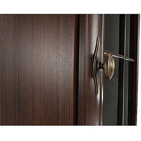 Vitrina living VMW1, 2 usi, 4 polite, Pal melaminat, cu insertii MDF, Nuc [9]