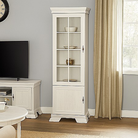 Produse in stoc - Vitrina living VMW1, 2 usi, 4 polite, Pal melaminat, cu insertii MDF, Alb Antichizat