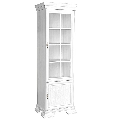 Vitrina living VMW1, 2 usi, 4 polite, Pal melaminat, cu insertii MDF, Alb Antichizat [2]