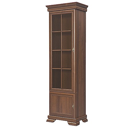 Vitrina living VMW1, 2 usi, 4 polite, Pal melaminat, cu insertii MDF, Nuc [2]