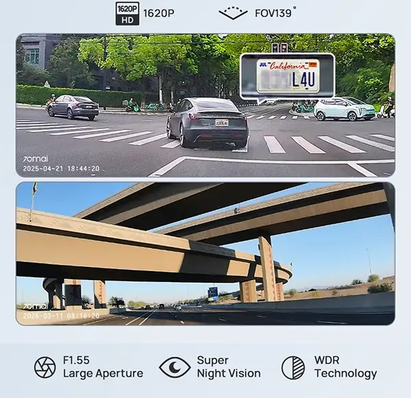 Cameră auto DVR 70mai M310 Plus 3K, Night Vision, G-Senzor, Wi-Fi, 3MP, Negru [3]