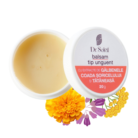 Ingrijire Corp - Balsam tip unguent cu extracte de Gălbenele, Coada Șoricelului și Tătăneasă, 20 g, Dr. Soleil