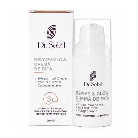 Ingrijire Ten - Cremă față cu mucină de melc Revive & Glow, 30 ml, Dr. Soleil