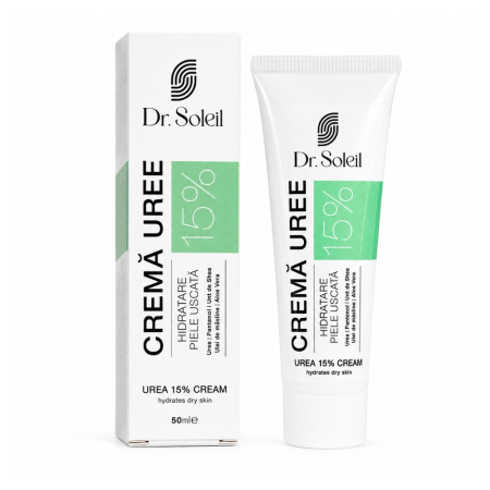 Ingrijire Maini si Picioare - Cremă Uree 15% cu Pantenol, Unt de Shea, Ulei de Măsline și Aloe Vera, 50 ml, Dr. Soleil