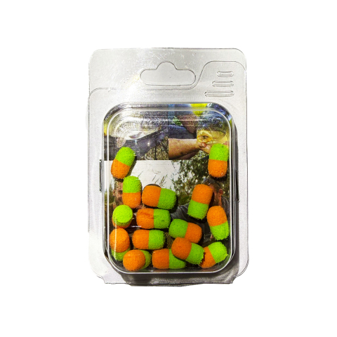 Boilies Juice - Dumbell din spuma flotantă, verde+portocaliu, 10mm, Dual Fish