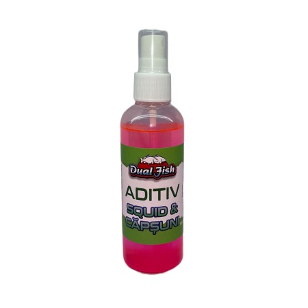 Aditiv atractant sub forma de spray - Aditiv atractant sub forma de spray pentru pescuit, aroma de SQUID-CAPSUNI, 100 ml, Dual Fish
