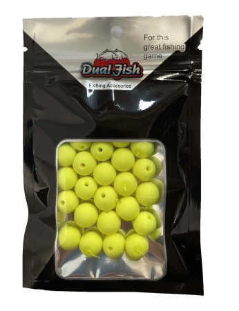 Momeala silicon - Bile din silicon 10MM, cu aroma adaugata, pentru pescuit, culoare galben fluo, Dual Fish