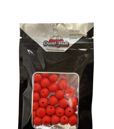 Momeala silicon - Bile din silicon 10MM,  cu aroma adaugata, pentru pescuit, culoare rosu, Dual Fish