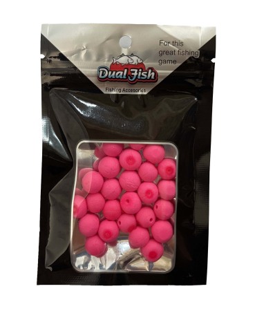 Momeala silicon - Bile din silicon 10MM, cu aroma adaugata, pentru pescuit, culoare roz fluo, Dual Fish