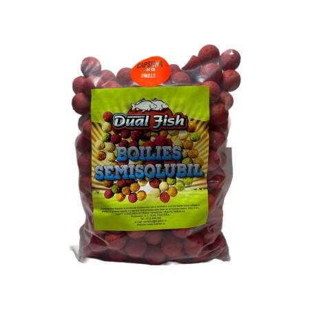 Semisolubil - Boilies Semisolubil 20 mm, aroma de CAPSUNI,  1 kg, Dual Fish