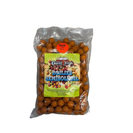 Semisolubil - Boilies Semisolubil 20 mm, aroma de MIERE,  1 kg, Dual Fish