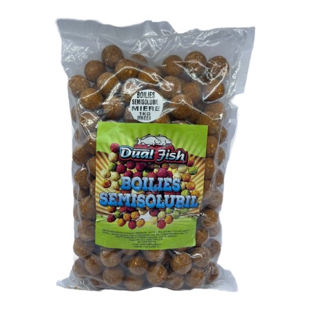 Semisolubil - Boilies Semisolubil 20 mm, aroma de MIERE,  1 kg, Dual Fish