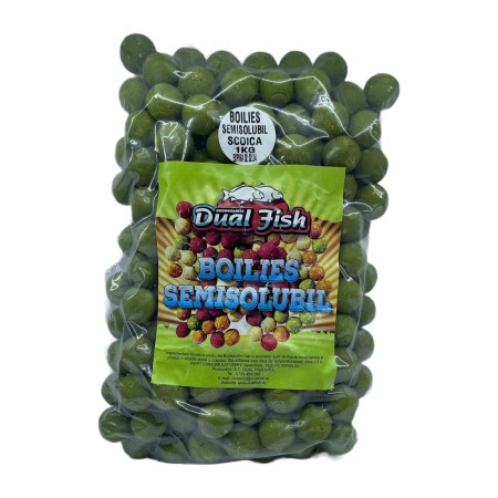 Semisolubil - Boilies Semisolubil 20 mm, aroma de SCOICA,  1 kg, Dual Fish