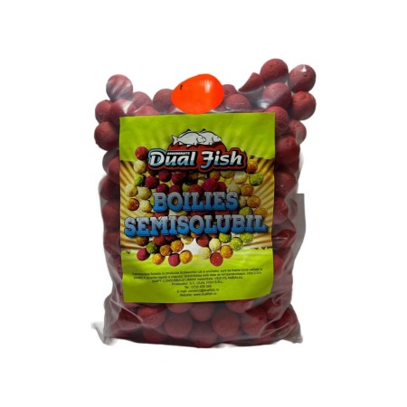 Semisolubil - Boilies Semisolubil 20 mm, aroma de SQUID SI CAPSUNI,  1 kg, Dual Fish