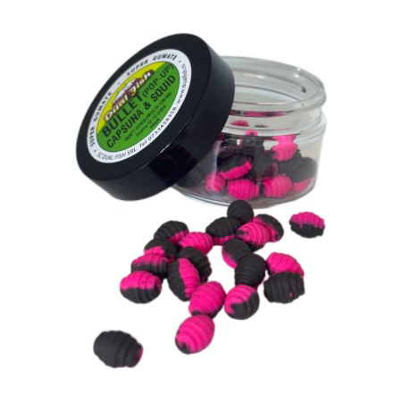 BULLET (WAFTERS) - BULLET ( WAFTERS), aroma de CAPSUNA SI SQUID, dimensiune de 10 mm, 25 gr, Dual Fish