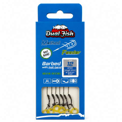 Carlige legate feeder - Carlige legate cu spin si bait band dimensiunea 14, Dual Fish