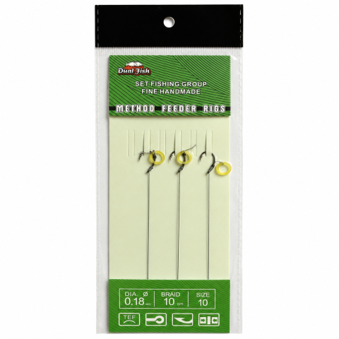 Carlige legate feeder - Carlige legate cu spin si bait band dimensiunea 12, 3 buc/plic Dual Fish
