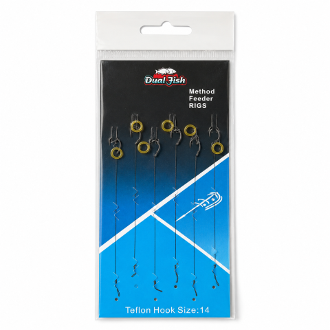 Carlige legate feeder - Carlige legate cu spin si bait band dimensiunea 14, 6 buc/plic Dual Fish
