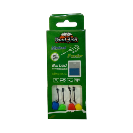 Carlige legate feeder - Carlige legate method feeder cu spin + porumb colorat, dimensiunea 6, Dual Fish