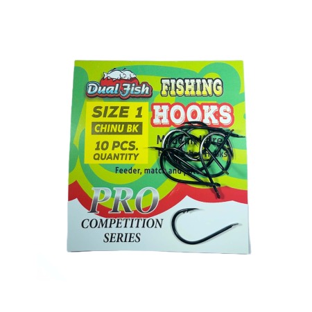 Carlige legate feeder - Carlige NR 1, COD CHINU BK, 10 bucati /plic, Dual Fish