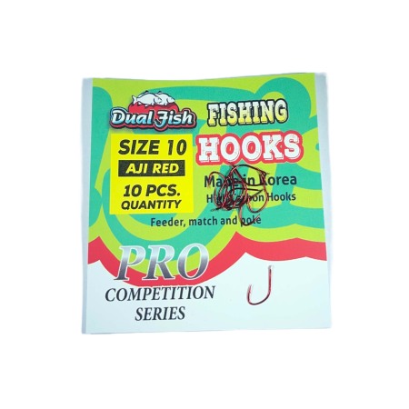 Carlige legate feeder - Carlige NR 10, COD AJI RED, 10 bucati /plic, Dual Fish