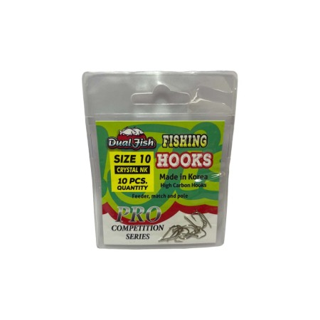 Carlige legate feeder - Carlige NR 10, COD CRYSTAL NK, 10 bucati /plic, Dual Fish