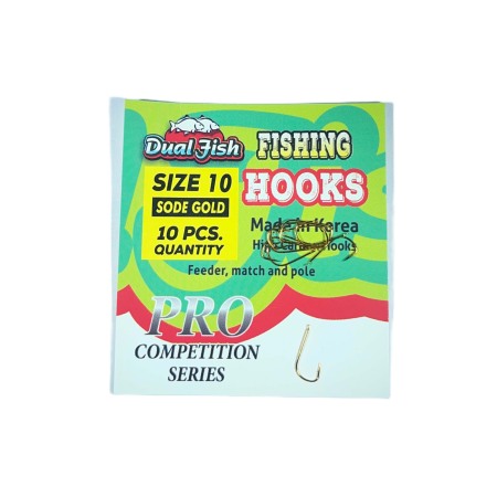 Carlige legate feeder - Carlige NR 10, COD SODE GOLD, 10 bucati /plic, Dual Fish