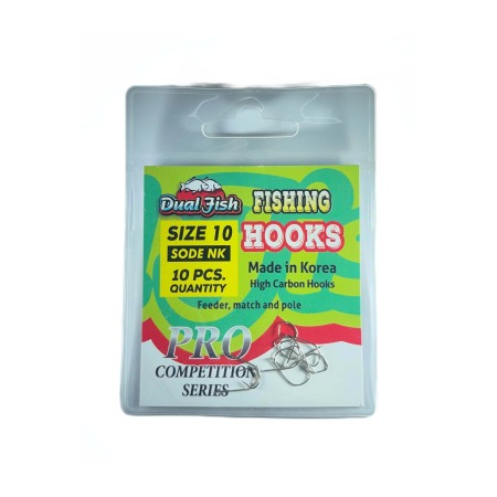 Carlige legate feeder - Carlige NR 10, COD SODE NK, 10 bucati /plic, Dual Fish