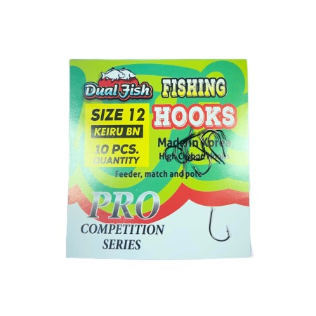 Carlige legate feeder - Carlige NR 12, COD KEIRU BN, 10 bucati /plic, Dual Fish